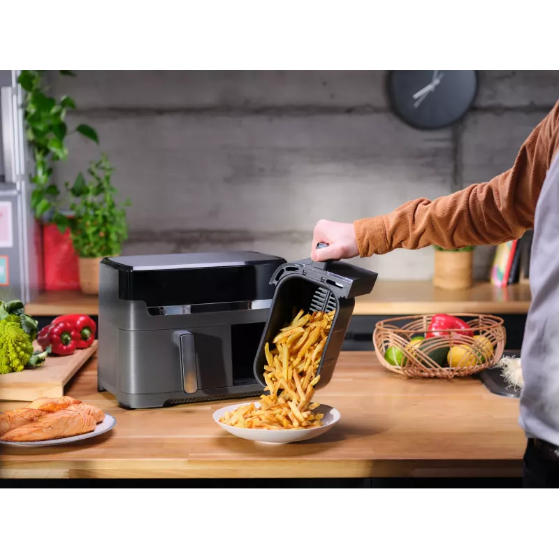 Tefal Dual Easy Fry & Grill EY905B Double 8,3 L atskirai stovintis 2700 W karšto oro gruzdintuvė pilka