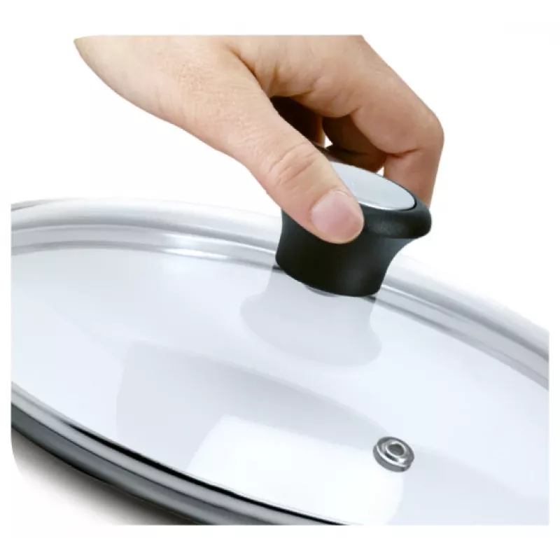 Tefal 28097912 keptuvės dangtis Apvalus Juoda, Plieno, Skaidri