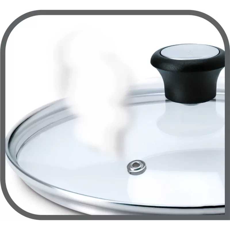 Tefal 28097912 keptuvės dangtis Apvalus Juoda, Plieno, Skaidri