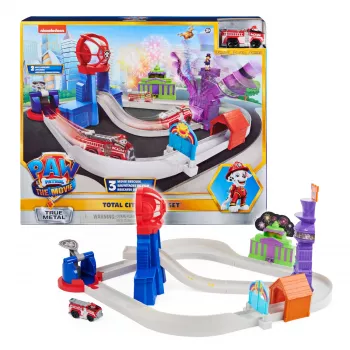 PAW Patrol, True Metal Total City Rescue Movie Track Set su išskirtine Marshall transporto priemone, mastelis 1:55, žaislai vaikams nuo 3 metų