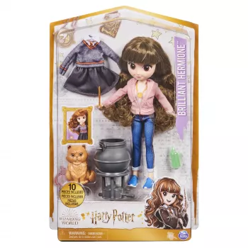 Wizarding World Haris Poteris, 8 colių (203 mm) puikiosios Hermionos Įkyrėlės lėlės dovanų rinkinys su 5 aksesuarais ir 2 aprangomis, vaikams nuo 6 metų