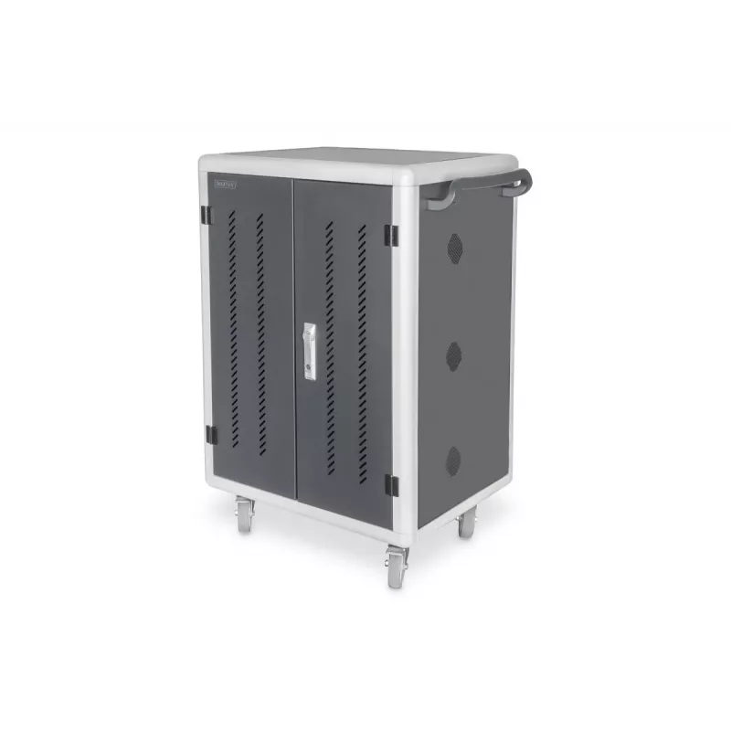 DIGITUS įkrovimo vežimėlis 15,6 col. USB-C 30 įkrovimo bazės PDU ventiliatorius 1260 x 824 x 650 mm