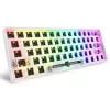 Kompaktiška 60 % laidinė klaviatūra Sharkoon SKILLER SGK50 S4 — QWERTY vokiškas išdėstymas, RGB apšvietimas, USB, 1,5 m kabelis, balta