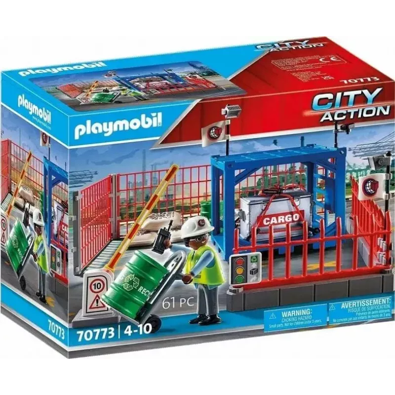 Playmobil krovinių sandėlio rinkinys PLAYMOBIL 70773 su pakrovimo doku ir šakiniu krautuvu