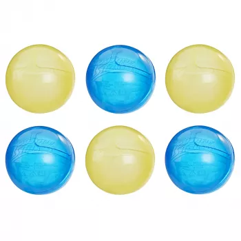 Vandens balionai HASBRO Nerf Super Soaker Hydro Balls — įmontuota vandens talpa, 6 vnt., plastikiniai, mėlyni/geltoni, amžius 6+