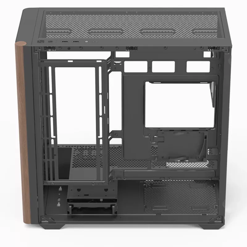 Mini Tower PC Aerocool D301A Juoda Wood ATX maitinimo šaltinis