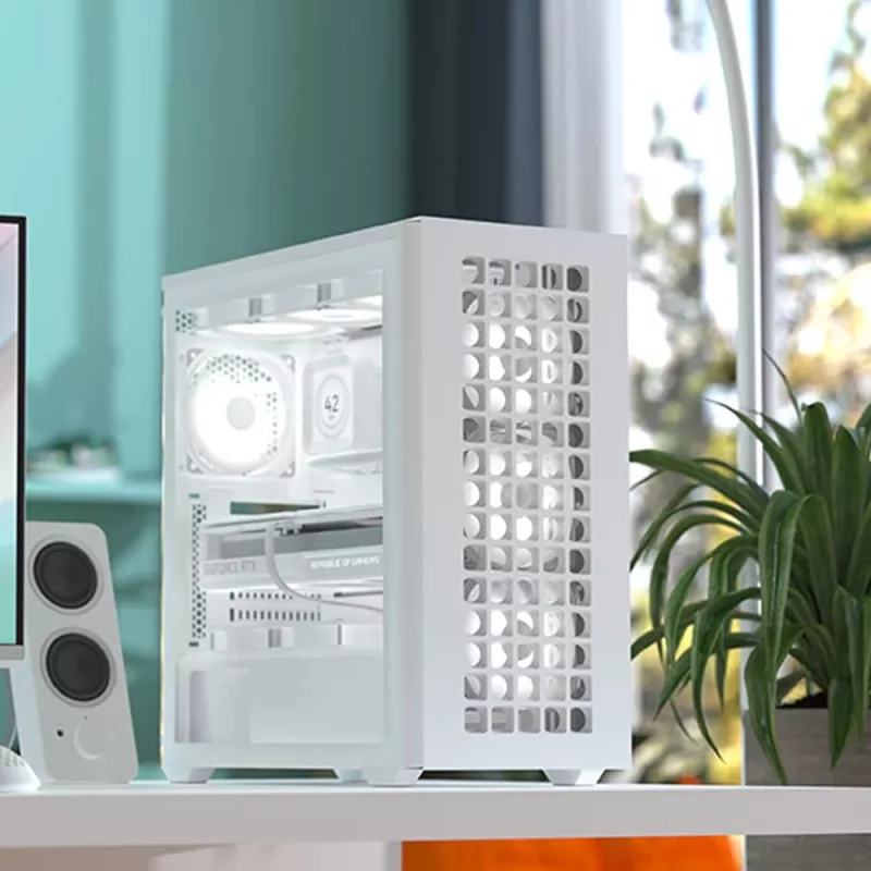 Aerocool D502A Midi Tower baltas