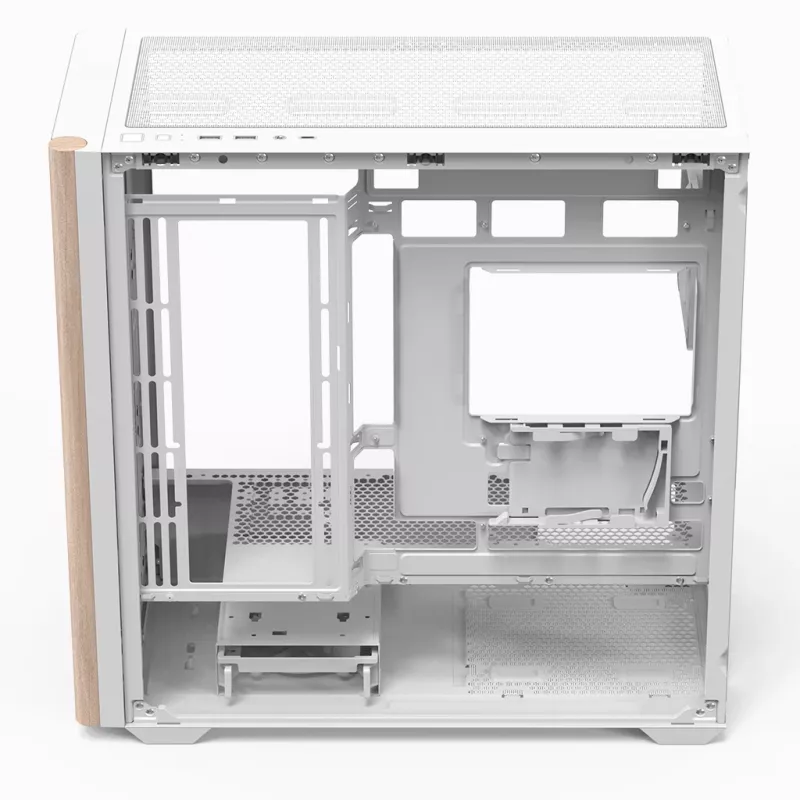 Aerocool D301A Mini Tower balta, medžio detalėmis