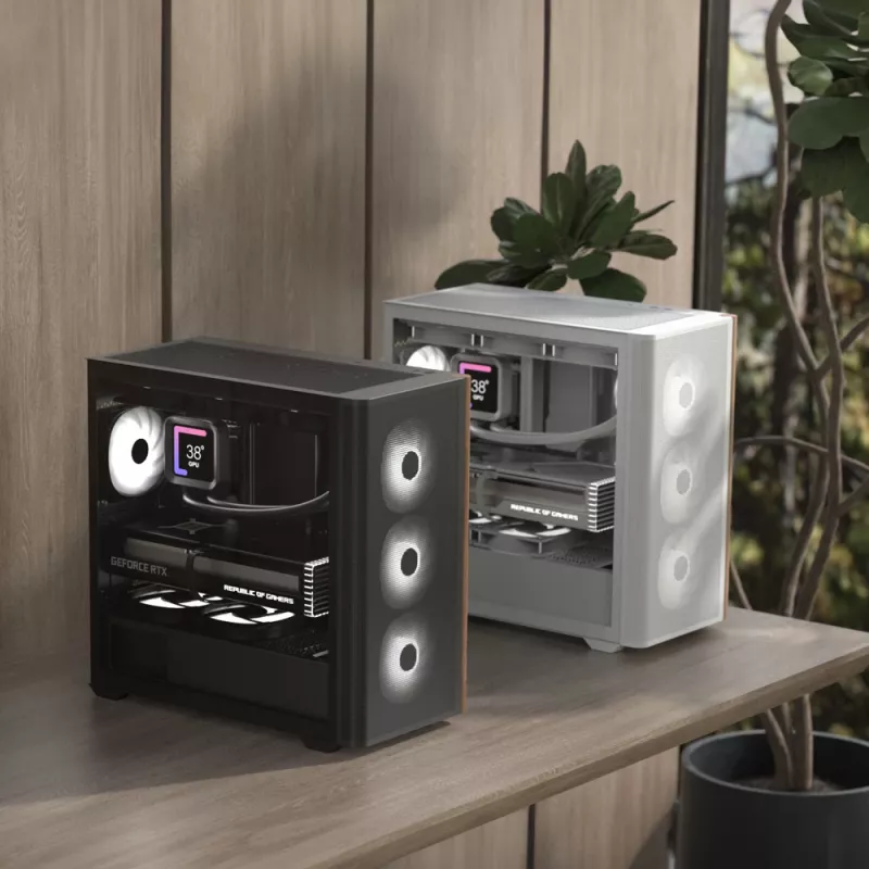 Aerocool D301A Mini Tower balta, medžio detalėmis