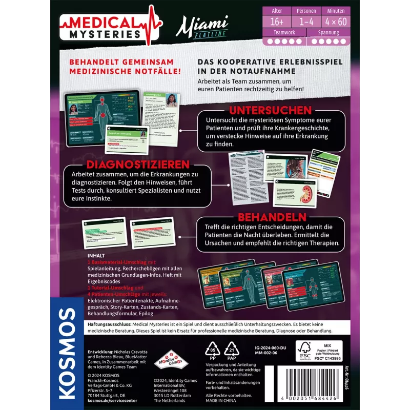 Kosmos Medical Mysteries - Miami Flatline 60 min Stalo žaidimas Išskaičiavimas