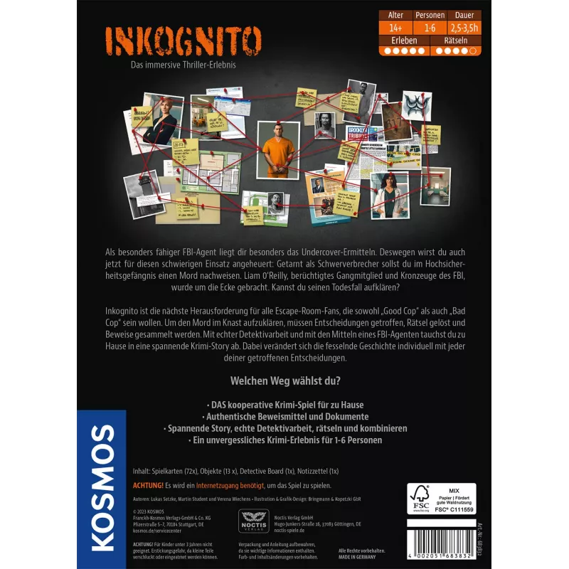 Kosmos Masters of Crime - Inkognito 150 min stalo žaidimas Detektyvas