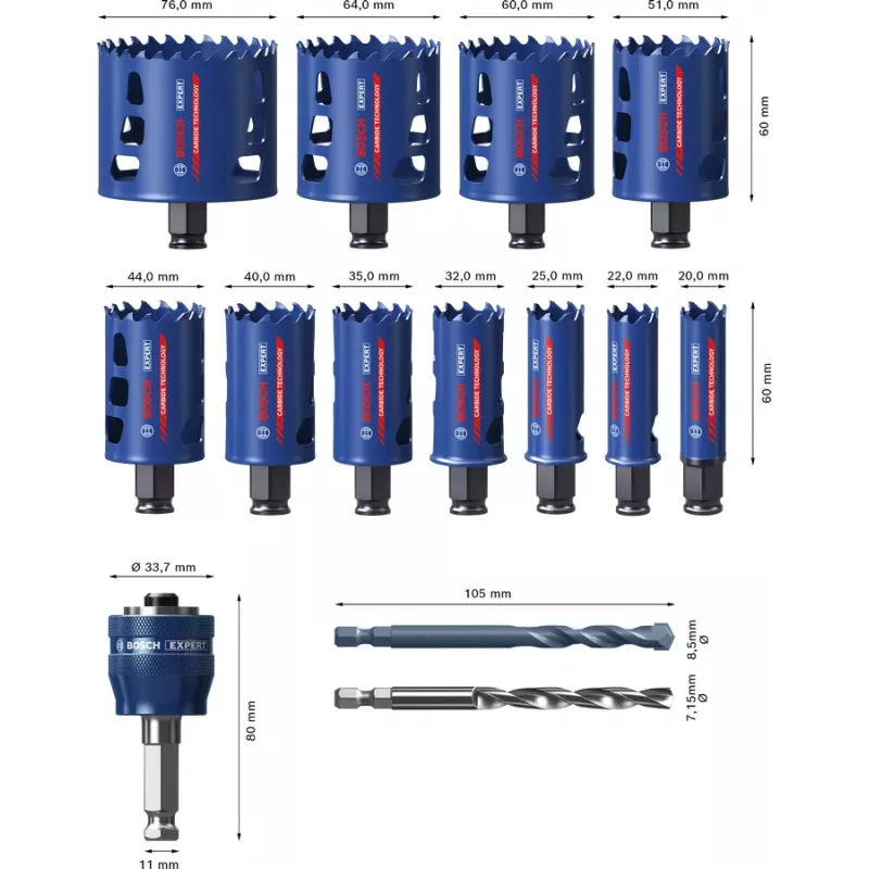 Bosch 2 608 900 447 gręžimo skylių pjūklas 11 vnt.