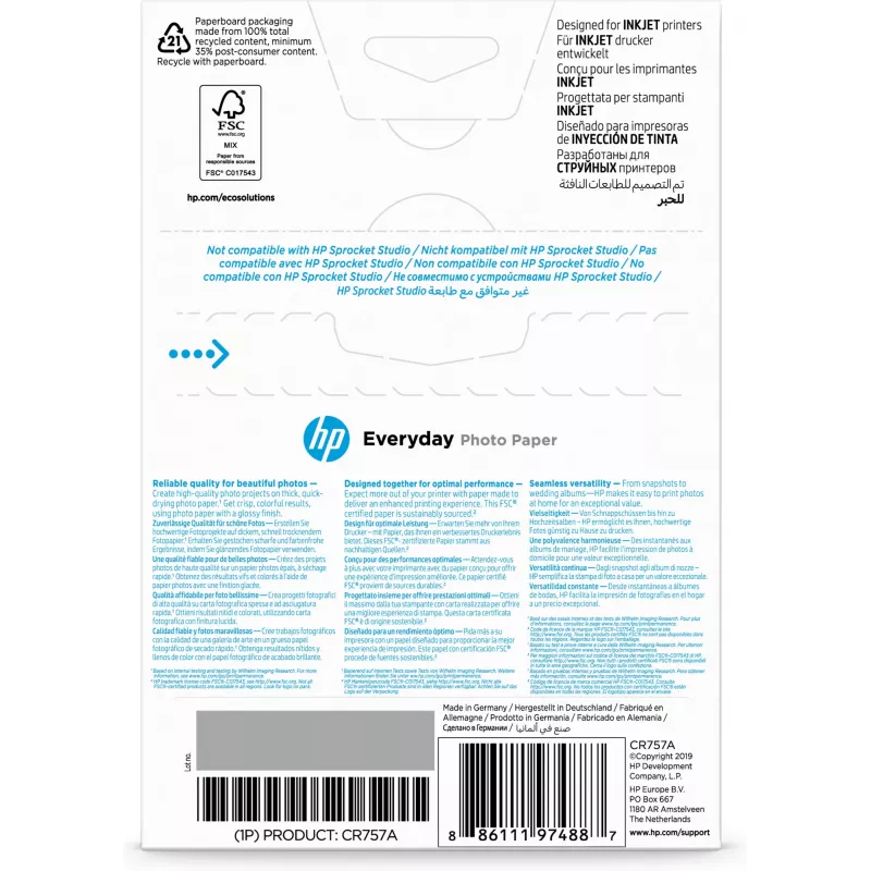 HP Everyday Photo Paper Glossy 200 g/m² 10 x 15 cm (101 x 152 mm) 100 lapų