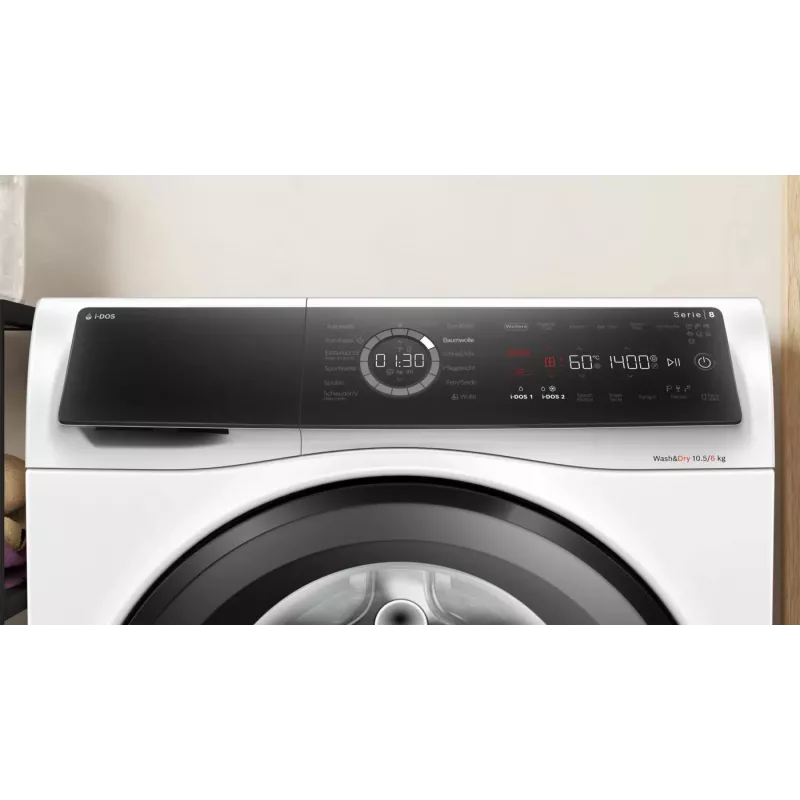 Bosch Serie 8 WNC254A40 skalbyklė-džiovyklė Laisvai pastatoma Pakrovimas iš priekio Balta