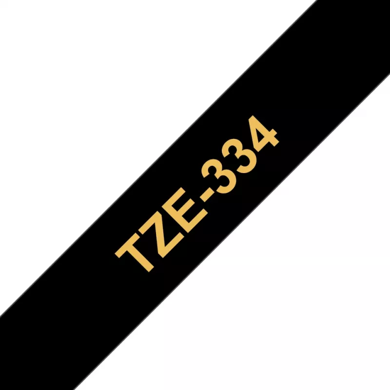 Etikečių juostelė Brother TZe334 12mm Auksinė ant juoda