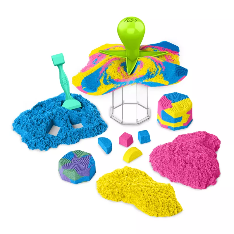 Kinetic Sand, Squish N’ Create žaidimų rinkinys, Velykų krepšelio priedai, apima 13,5oz (3 spalvų) formuojamo žaidimų smėlio, 5 įrankius, sensorinius žaislus vaikams nuo 3 metų