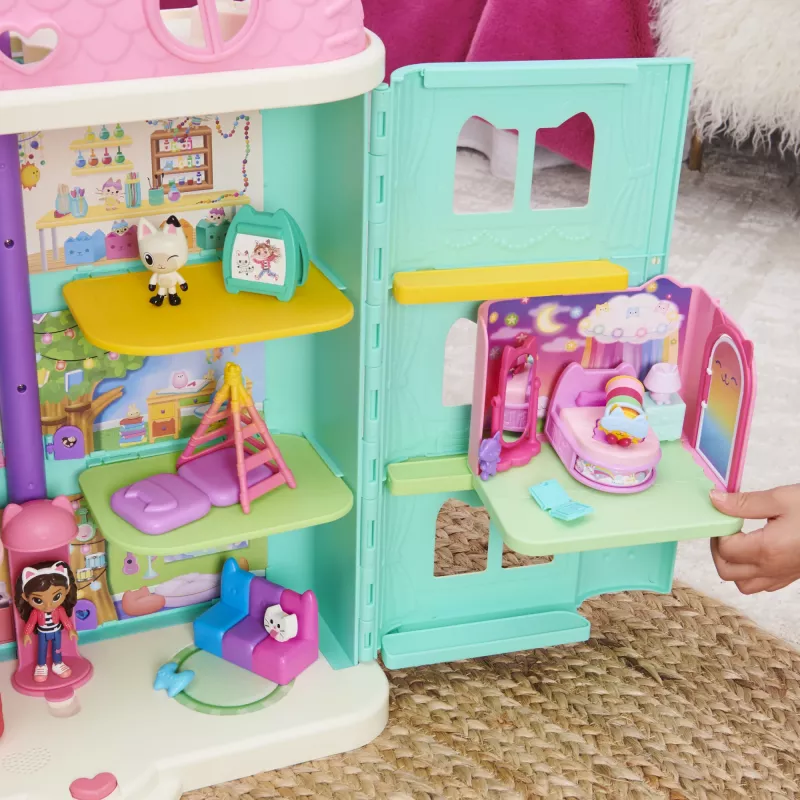 Gabby's Dollhouse, Sweet Dreams Bedroom su Pillow Cat figūrėle ir 3 priedais, 3 baldais ir 2 siuntomis, žaislai vaikams nuo 3 metų