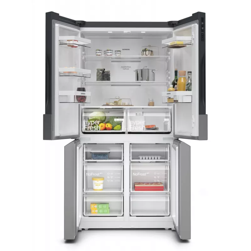 Siemens iQ300 KF96NVPEA šaldytuvas su šoninėmis durelėmis Pastatomas 605 l Sidabrinis