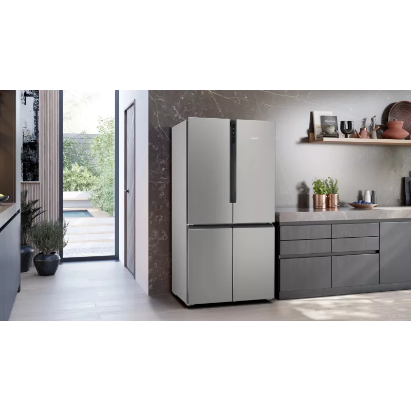Siemens iQ300 KF96NVPEA šaldytuvas su šoninėmis durelėmis Pastatomas 605 l Sidabrinis
