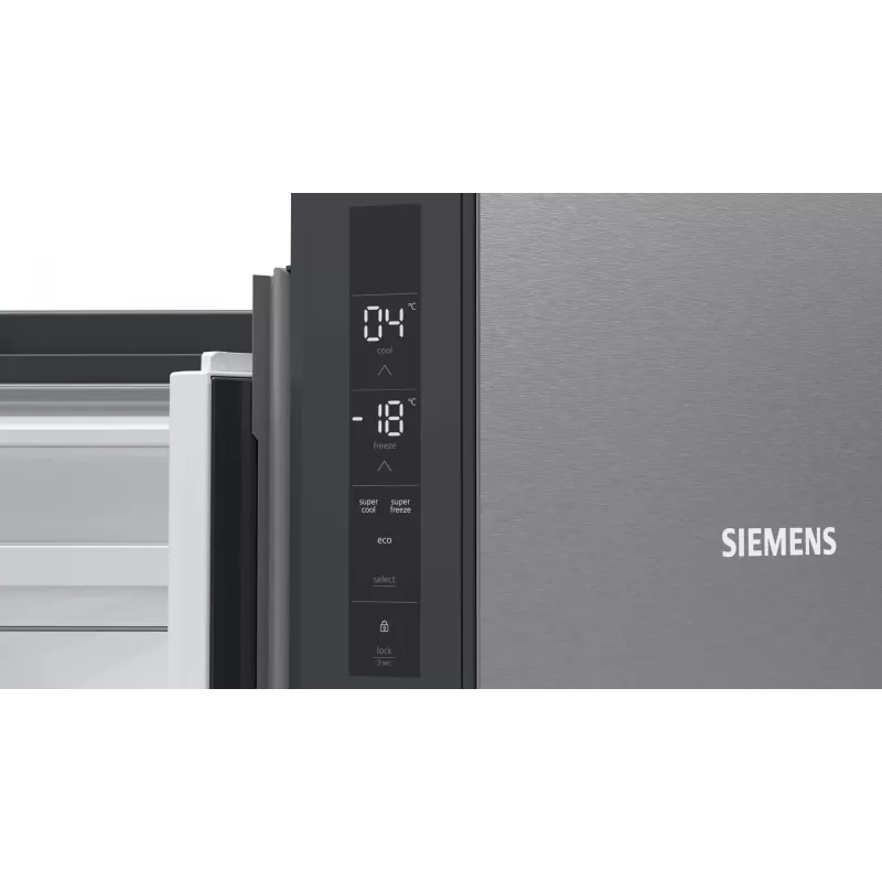 Siemens iQ300 KF96NVPEA šaldytuvas su šoninėmis durelėmis Pastatomas 605 l Sidabrinis