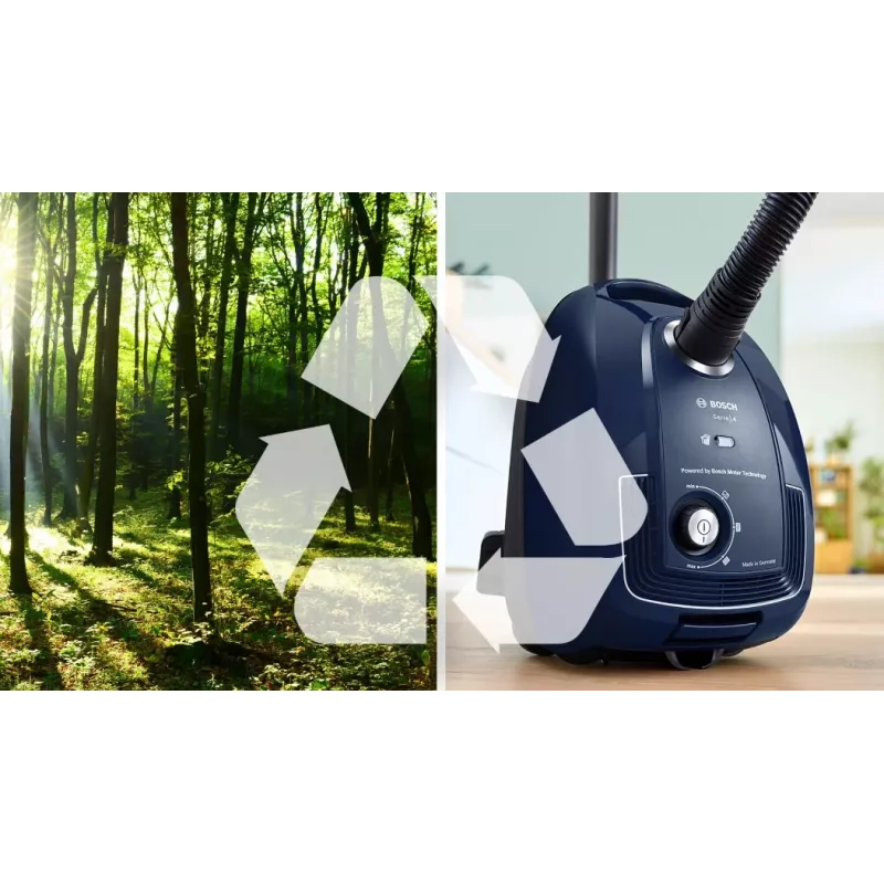 Bosch Serie 4 BGD38BU2 dulkių siurblys 4 L Būgninis siurblys Sausas 600 W Dulkių maišelis