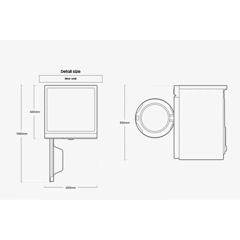 “Samsung DV90BB7445GWS2” skalbyklė-džiovyklė, atskirai stovinti, įkraunama iš priekio, 9 kg, balta