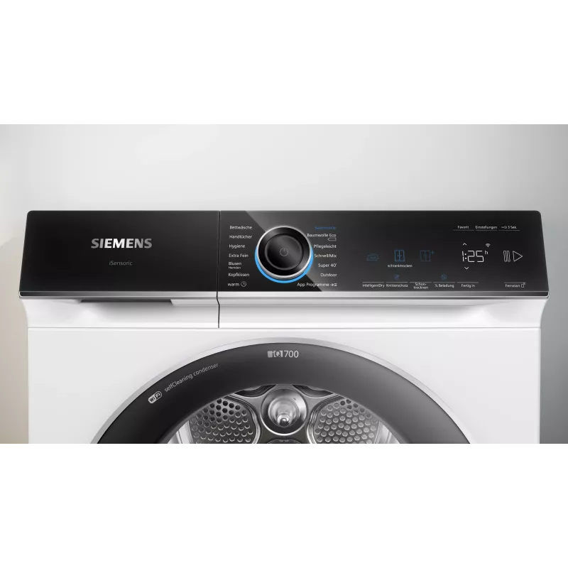 Siemens iQ700 WQ45B2B40 drabužių džiovyklė Laisvai pastatoma Su priekiniu pakrovimu 9 kg Balta