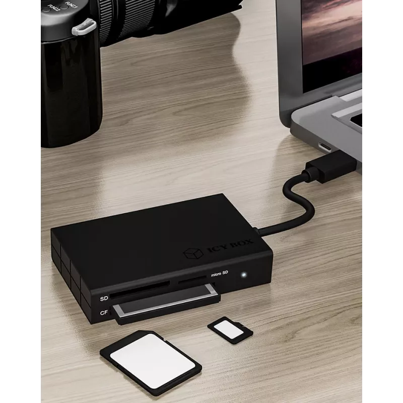 ICY BOX IB-CR401-C3 kortelių skaitytuvas USB 3.2 Gen 1 (3.1 Gen 1) Type-C juodas
