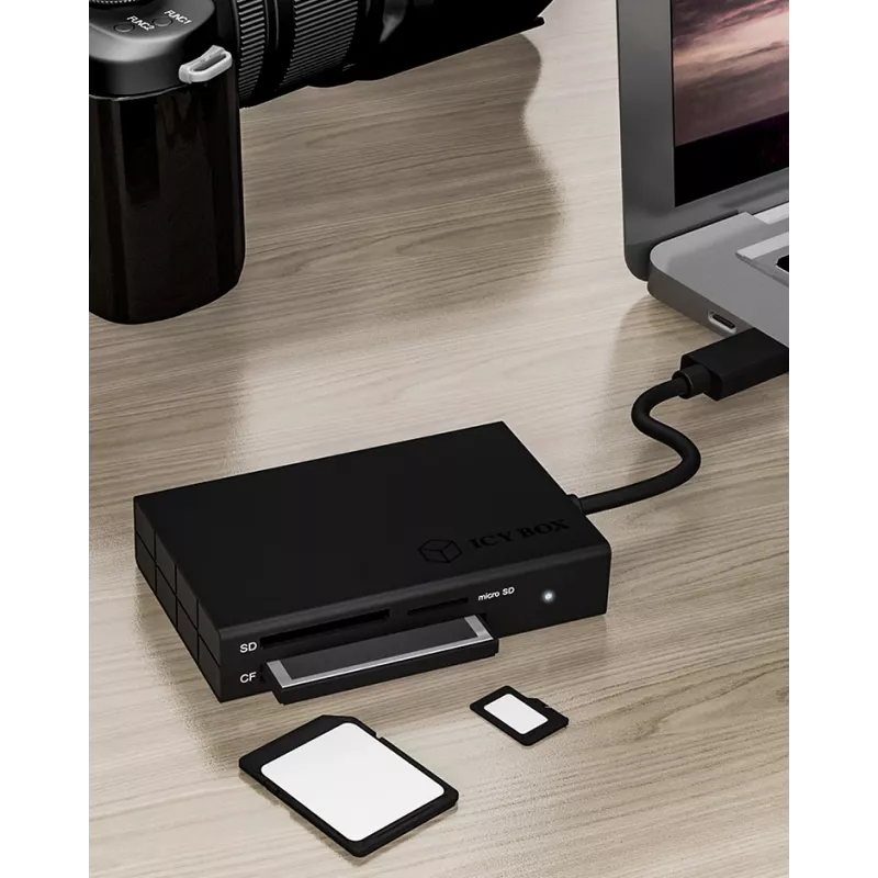 ICY BOX IB-CR401-C3 kortelių skaitytuvas USB 3.2 Gen 1 (3.1 Gen 1) Type-C juodas