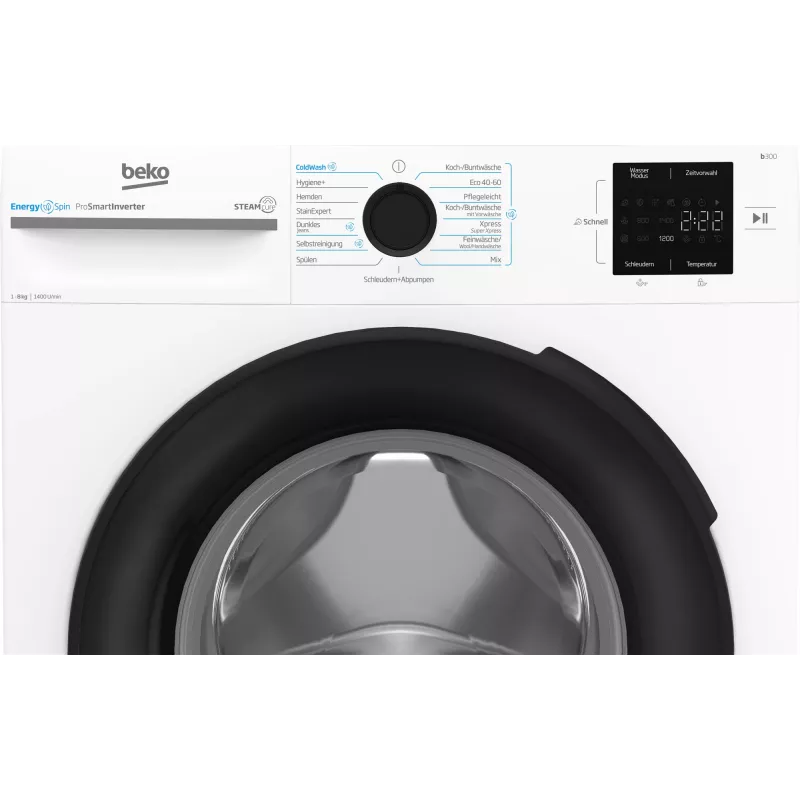 Beko b300 BM3WFU3841X skalbimo mašina Įkraunama iš priekio 8 kg 1351 aps./min Balta