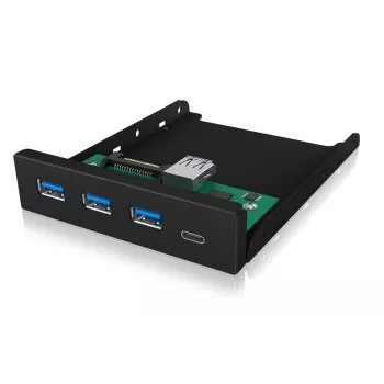 USB šakotuvas ICY BOX IB-HUB1418-i3 — GL3520/ASM1543 mikroschemų rinkinys, juodas, 101×137×25 mm