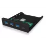 USB šakotuvas ICY BOX IB-HUB1418-i3 — GL3520/ASM1543 mikroschemų rinkinys, juodas, 101×137×25 mm