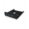 USB šakotuvas ICY BOX IB-HUB1418-i3 — GL3520/ASM1543 mikroschemų rinkinys, juodas, 101×137×25 mm