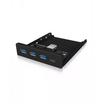 USB šakotuvas ICY BOX IB-HUB1418-i3 — GL3520/ASM1543 mikroschemų rinkinys, juodas, 101×137×25 mm