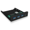 USB šakotuvas ICY BOX IB-HUB1418-i3 — GL3520/ASM1543 mikroschemų rinkinys, juodas, 101×137×25 mm