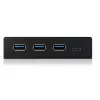 USB šakotuvas ICY BOX IB-HUB1418-i3 — GL3520/ASM1543 mikroschemų rinkinys, juodas, 101×137×25 mm