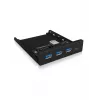 USB šakotuvas ICY BOX IB-HUB1418-i3 — GL3520/ASM1543 mikroschemų rinkinys, juodas, 101×137×25 mm