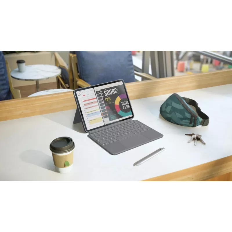 LOGITECH Combo Touch iPad Air 11-in 5-os kartos Oxford Pilka Qwertz vokiška