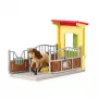 schleich FARM WORLD ponių dėžė su Islandijos ponių eržilu, ūkis, pastatai, ūkio gyvūnai / ūkio žaislai, arklių arklidė, arkliai, 3 m., įvairiaspalvė