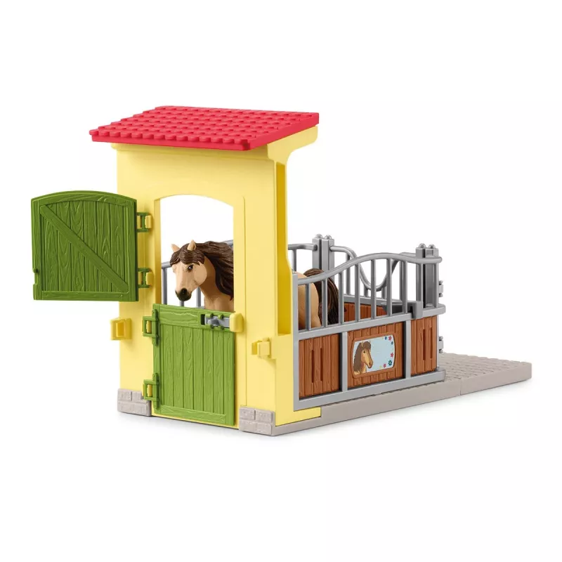 schleich FARM WORLD ponių dėžė su Islandijos ponių eržilu, ūkis, pastatai, ūkio gyvūnai / ūkio žaislai, arklių arklidė, arkliai, 3 m., įvairiaspalvė