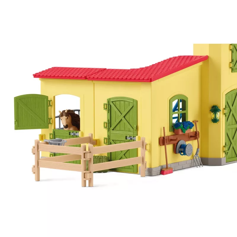 schleich FARM WORLD ponių dėžė su Islandijos ponių eržilu, ūkis, pastatai, ūkio gyvūnai / ūkio žaislai, arklių arklidė, arkliai, 3 m., įvairiaspalvė