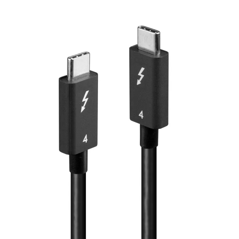 Lindy 1 m Thunderbolt 4 kabelis, 40 Gbps, pasyvus, kištukas, kištukas, 1 m, 40 Gbit/s, juoda, nikelis/auksas