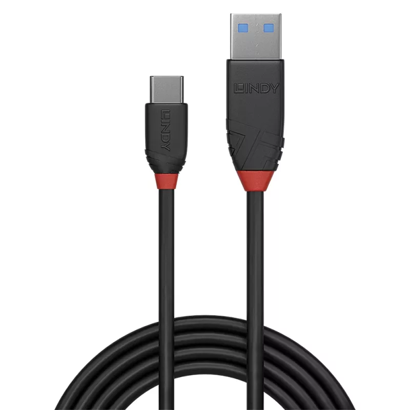 Lindy 1 m USB 3.2 Type A į C kabelis, 10 Gbps, Juoda Line, 1 m, USB A, USB C, USB 3.2 Gen 1 (3.1 Gen 1), 10 Gbit/s, juodas