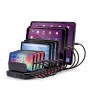 Lindy 96W 10 prievadų USB įkrovimo stotelė, laisvai pastatoma, plastikinė, juoda, kontaktinis, su visais USB A tipo įrenginiais, maitinimas