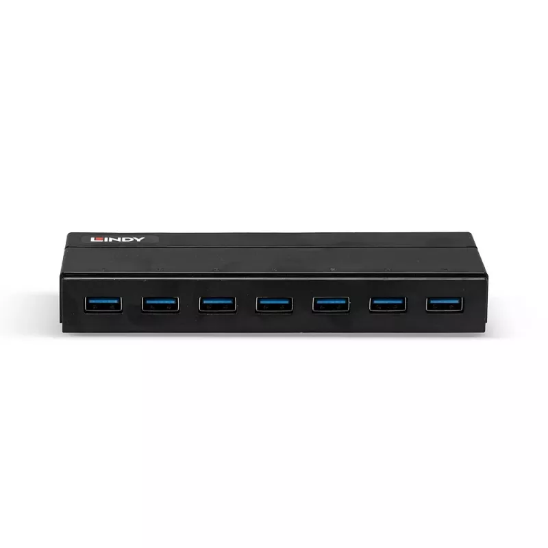 Lindy 7 prievadų USB 3.0 šakotuvas, USB 3.2 Gen 1 (3.1 Gen 1) Type-A, USB 3.2 Gen 1 (3.1 Gen 1) Type-A, USB 3.2 Gen 1 (3.1 Gen 1), 5000 Mbit/s, juodas, plastikinis