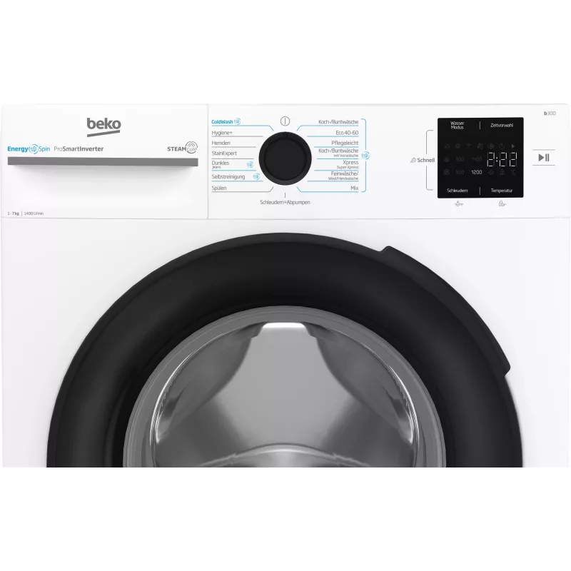 Beko b300 BM3WFU3741X skalbimo mašina Pakraunama iš priekio 7 kg 1351 aps./min. Balta