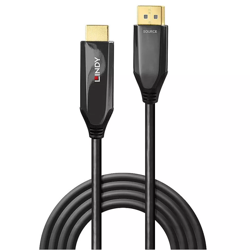 “Lindy” 2 m aktyvus DisplayPort 1.4 į HDMI 8K60 laidas, 2 m, HDMI A tipo (standartinis), DisplayPort, kištukas, kištukas, tiesus