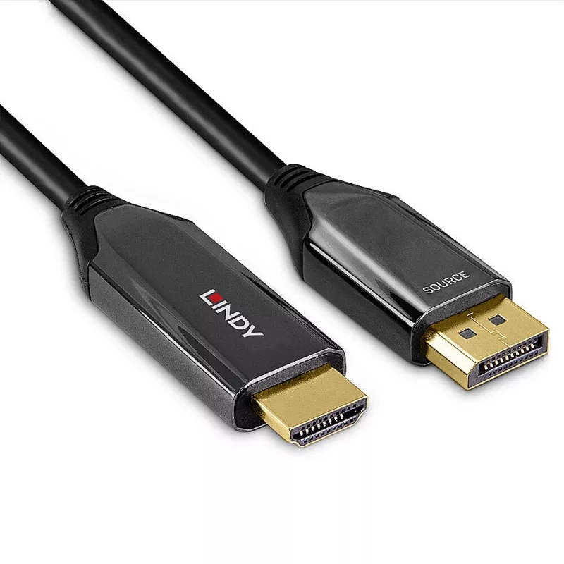 “Lindy” 2 m aktyvus DisplayPort 1.4 į HDMI 8K60 laidas, 2 m, HDMI A tipo (standartinis), DisplayPort, kištukas, kištukas, tiesus
