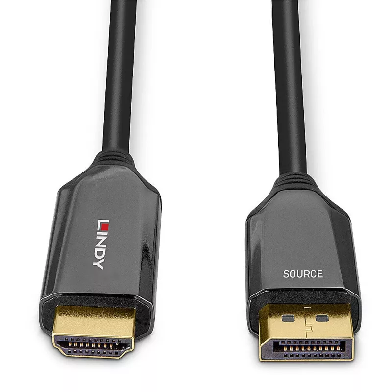 “Lindy” 2 m aktyvus DisplayPort 1.4 į HDMI 8K60 laidas, 2 m, HDMI A tipo (standartinis), DisplayPort, kištukas, kištukas, tiesus