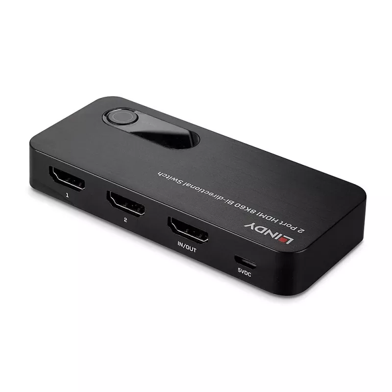 Lindy 2 prievadų HDMI 8K60 abipusis perjungiklis, HDMI, ABS, juoda, 120 Hz, 3840 x 2160, 7680 x 4320, 48 Gbit/s